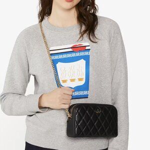 Kate Spade Carey Chain Camera Bag Black Crossbody Quilted NWT
